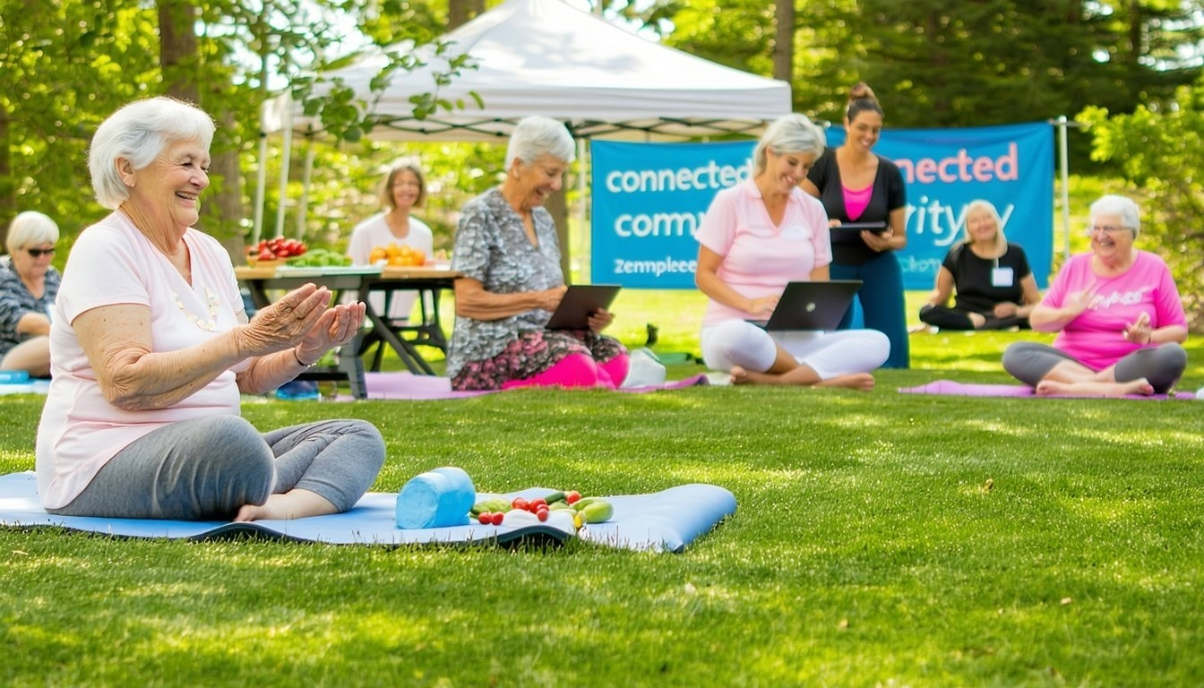 PIcture of seniors in a park on a warm day in a connected community event